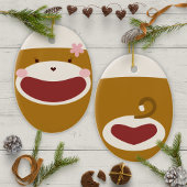 Sock Monkey Girl Kerstboom Keramisch Ornament