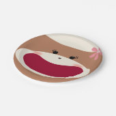 Sock Monkey Glimlach (Meisje) Papieren Bordje (Gekanteld)