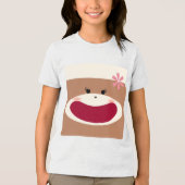 Sock Monkey Glimlach (Meisje) Tri-Blend Shirt (Voorkant)