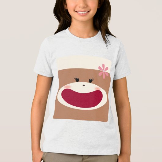Sock Monkey Glimlach (Meisje) Tri-Blend Shirt (Voorkant)