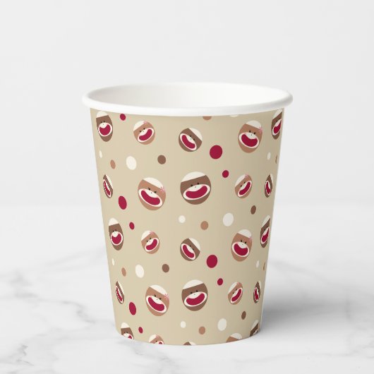 Sock Monkey Glimlach Papieren Bekers (Achterkant)