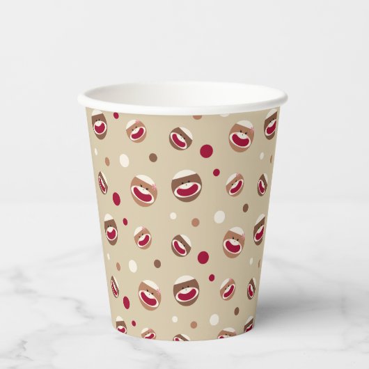 Sock Monkey Glimlach Papieren Bekers (Voorkant)