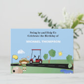 Sock Monkey Golf Birthday-uitnodigingen Kaart (Staand voorkant)