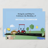 Sock Monkey Golf Birthday-uitnodigingen Kaart (Voorkant / Achterkant)