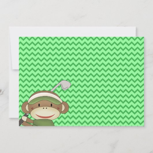 Sock Monkey Golf Birthday-uitnodigingen Kaart (Achterkant)