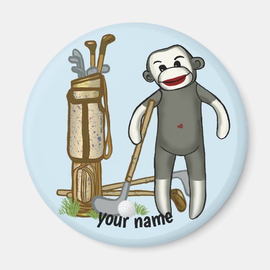 Sock Monkey Golf magneet (Voorkant)
