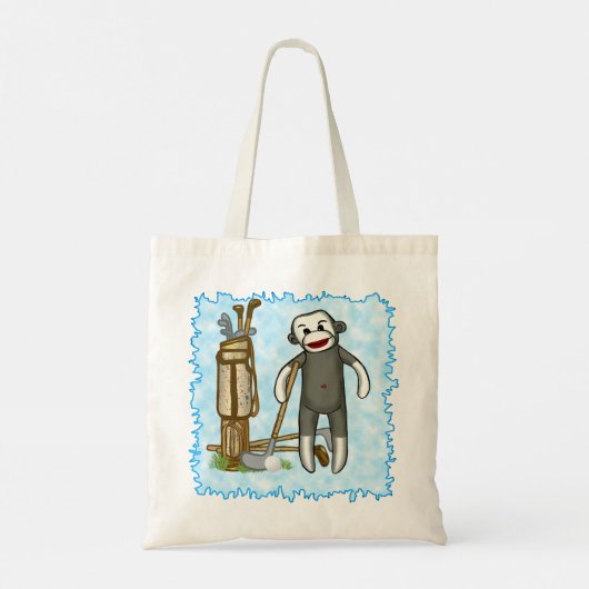 Sock Monkey Golfer golf Canvas tas (Achterkant)