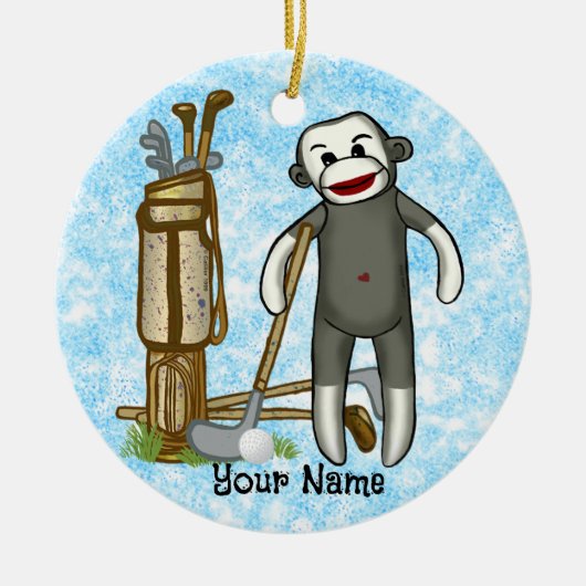 Sock Monkey Golfer golf Ornament (Voorkant)