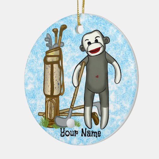 Sock Monkey Golfer golf Ornament (Links)