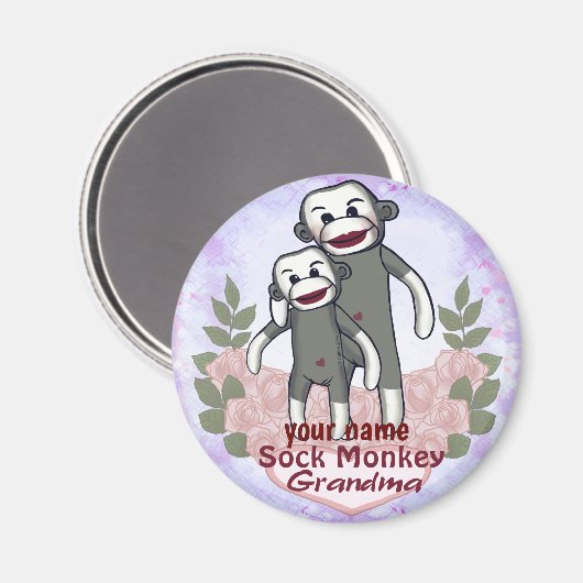 Sock Monkey Grandma Magneet (Voorkant / Achterkant)