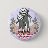 Sock Monkey Grandma Ronde Button 5,7 Cm (Voorkant)