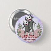 Sock Monkey Grandma Ronde Button 5,7 Cm (Voorkant /achterkant)