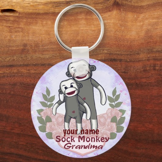 Sock Monkey Grandma Sleutelhanger (Voorkant)