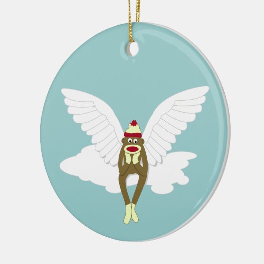 Sock Monkey Guardian Angel Keramisch Ornament (Links)