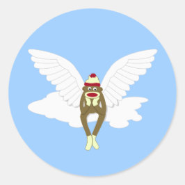 Sock Monkey Guardian Angel Ronde Sticker
