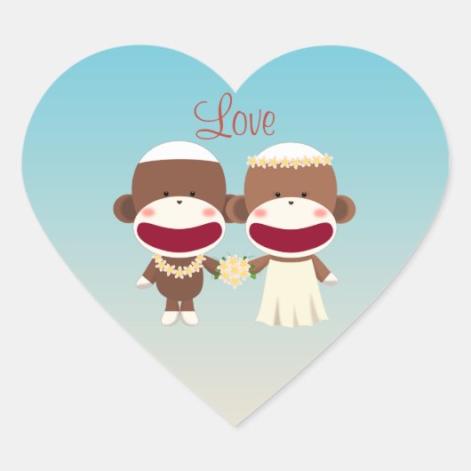 Sock Monkey Hawaiian Wedding Sticker (Voorkant)