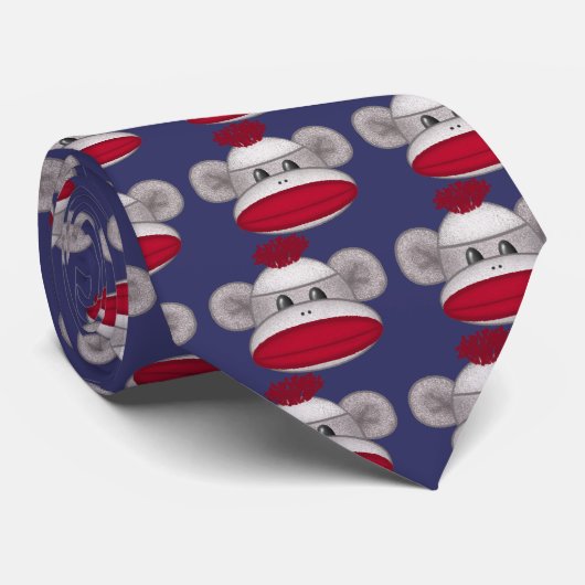 Sock Monkey Head Stropdas (Opgerold)