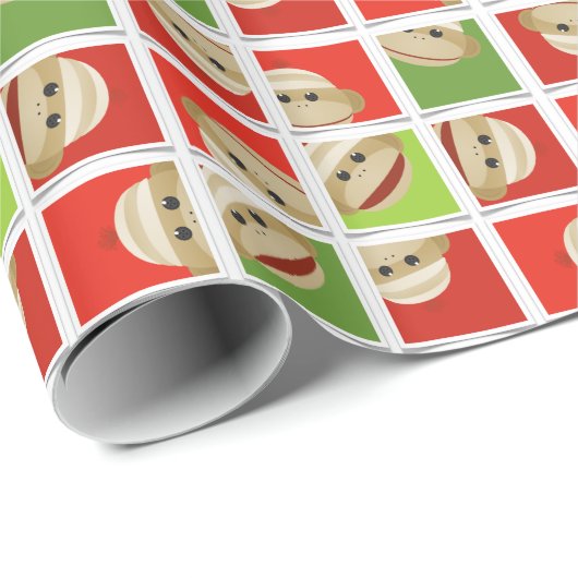 Sock Monkey Holiday Wrapping Paper Cadeaupapier (Rol Hoek)