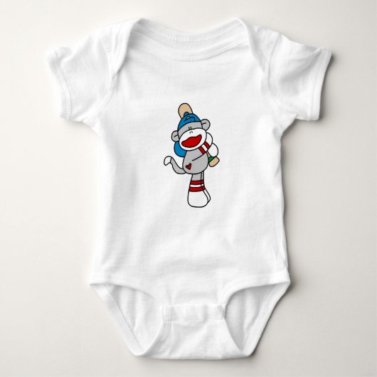 Sock Monkey-honkbal op bat-shirts en cadeautjes Romper (Voorkant)