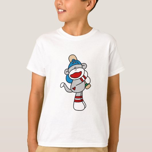Sock Monkey-honkbal op bat-shirts en cadeautjes T-shirt (Voorkant)