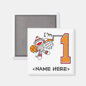 Sock Monkey Hoops 1e verjaardag Magneet (Voorkant / Achterkant)
