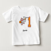 Sock Monkey Hoops 1st Birthday Baby T-Shirt (Voorkant)