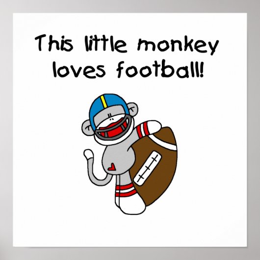 Sock Monkey houdt van Football T-shirts en cadeaus Poster (Voorkant)