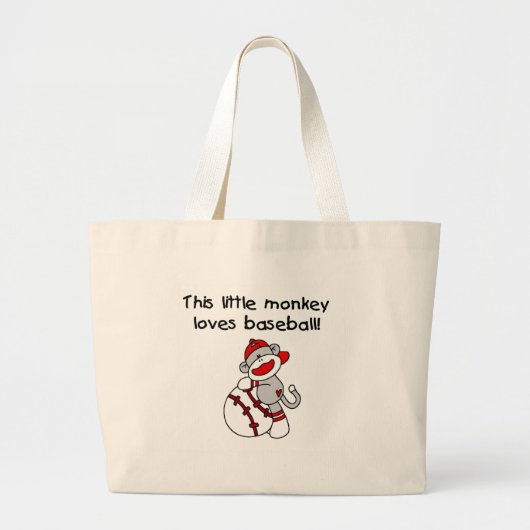 Sock Monkey houdt van honkbal Grote Tote Bag (Voorkant)