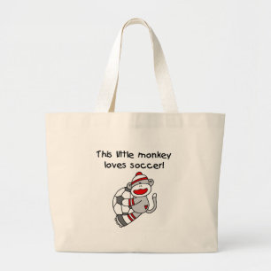 Sock Monkey houdt van Voetbal Grote Tote Bag