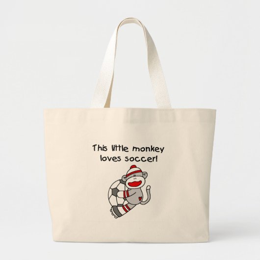 Sock Monkey houdt van Voetbal Grote Tote Bag (Voorkant)