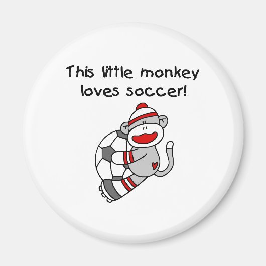 Sock Monkey houdt van Voetbal Magneet (Voorkant)