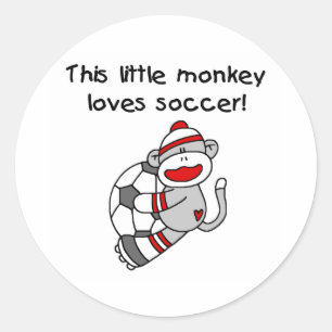Sock Monkey houdt van Voetbal Ronde Sticker