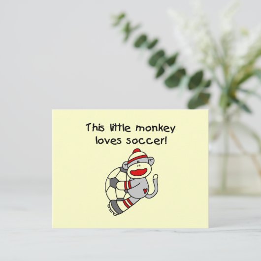 Sock Monkey houdt van Voetbal T-shirten en cadeaus Briefkaart (Staand voorkant)