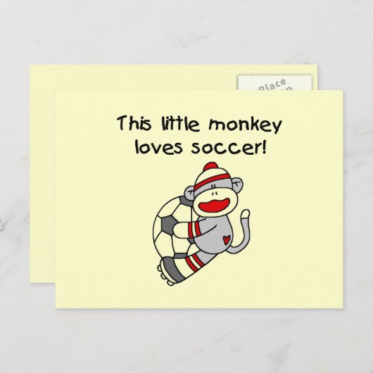 Sock Monkey houdt van Voetbal T-shirten en cadeaus Briefkaart (Voorkant / Achterkant)