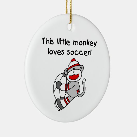 Sock Monkey houdt van Voetbal T-shirten en cadeaus Keramisch Ornament (Rechts)