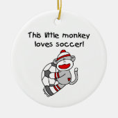 Sock Monkey houdt van Voetbal T-shirten en cadeaus Keramisch Ornament (Voorkant)