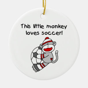 Sock Monkey houdt van Voetbal T-shirten en cadeaus Keramisch Ornament