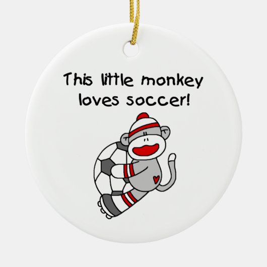 Sock Monkey houdt van Voetbal T-shirten en cadeaus Keramisch Ornament (Voorkant)