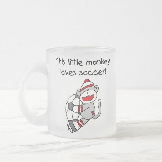 Sock Monkey houdt van Voetbal T-shirten en cadeaus Matglas Koffiemok (Links)