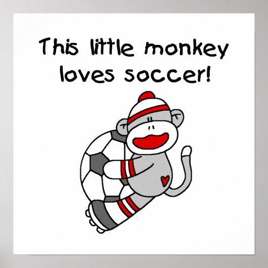 Sock Monkey houdt van Voetbal T-shirten en cadeaus Poster (Voorkant)