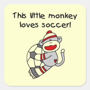 Sock Monkey houdt van Voetbal T-shirten en cadeaus Vierkante Sticker
