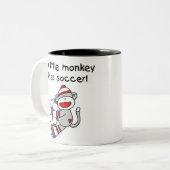 Sock Monkey houdt van Voetbal Tweekleurige Koffiemok (Voorkant links)