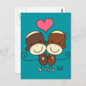 Sock Monkey Hugz Briefkaart (Voorkant / Achterkant)