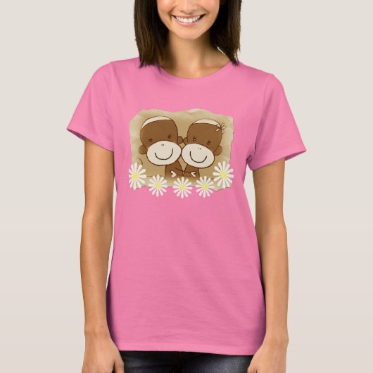 Sock Monkey Hugz Retro Dames T-shirt (Voorkant)