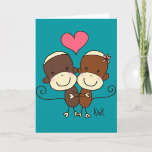 Sock Monkey Hugz Wenskaart Kaart