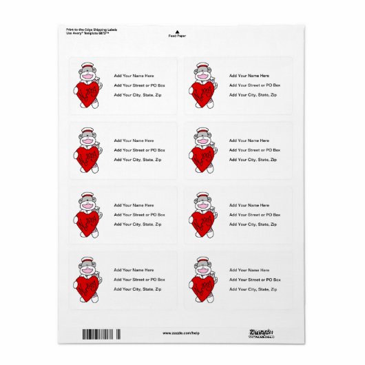 Sock Monkey I Love Nursing T-shirts and Gifts Etiket (Full Sheet)