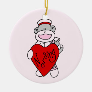Sock Monkey I Love Nursing T-shirts and Gifts Keramisch Ornament