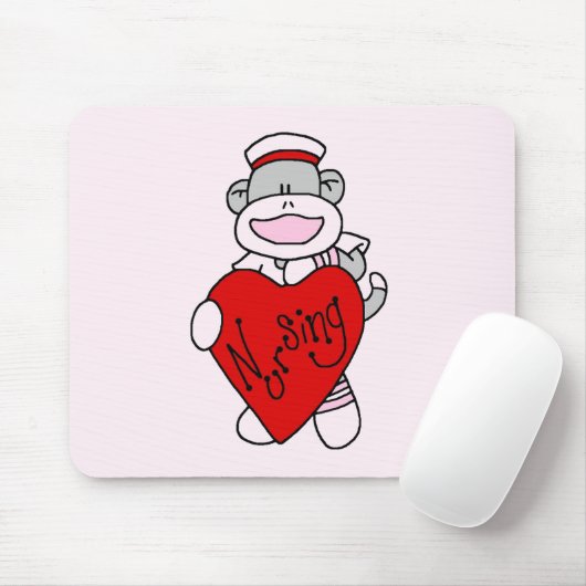 Sock Monkey I Love Nursing T-shirts and Gifts Muismat (Met muis)
