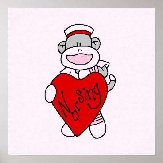 Sock Monkey I Love Nursing T-shirts and Gifts Poster (Voorkant)