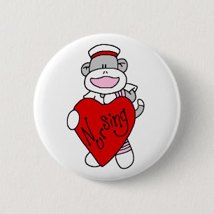 Sock Monkey I Love Nursing T-shirts and Gifts Ronde Button 5,7 Cm